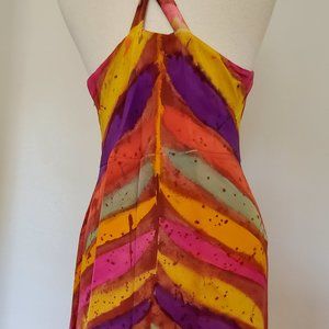 Silk Short Dress african batik purple yellow gold pink red blue rainbow festival